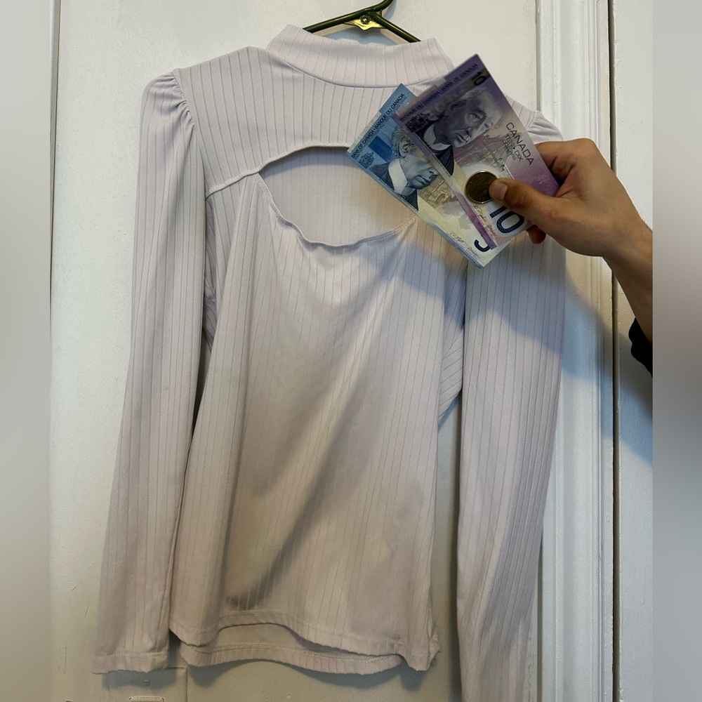 White Keyhole Long-Sleeve